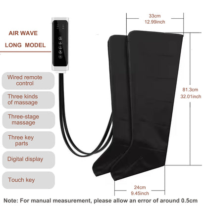 Air Compression Leg Massager Boots | 6-Airbag Foot, Calf & Knee Massage System with 3 Modes, 3 Intensities & LED Control