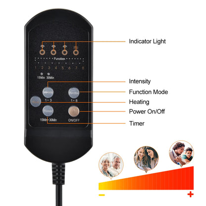 Full Body Vibration Massage Cushion with Heat | 7 Motors, 8 Modes, 3 Intensities & Home/Car Power Adapters