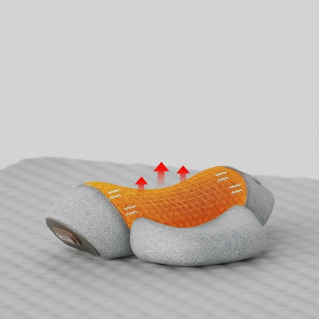 Neck Massage Pillow with Heat, Vibration and Adjustable Air Support Gray