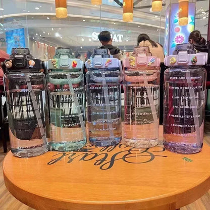 68oz Motivational Water Bottle | 2L BPA-Free Bottle with Time Marker & Straw | Leakproof, Reusable Hydration Tracker for Gym, Office & Travel