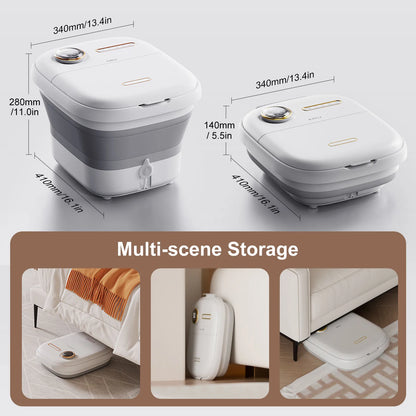 Foldable Heated Foot Spa Bath Massager with Bubbles, 4 Rollers & Red Light | 95–118°F Temperature Control, Timer & Drain