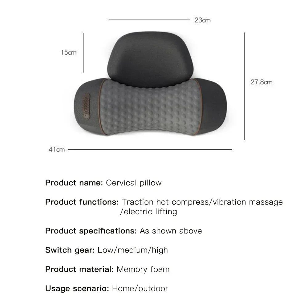 Neck Massage Pillow with Heat, Vibration and Adjustable Air Support