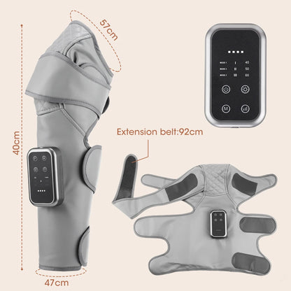 Calf and Knee Massager with Heat and Air Compression | Cordless Leg Wrap with 3 Heat Levels and Adjustable Pressure