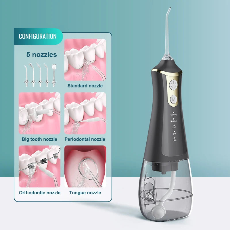 Cordless Water Flosser with 300 ml Tank and 4 Modes
