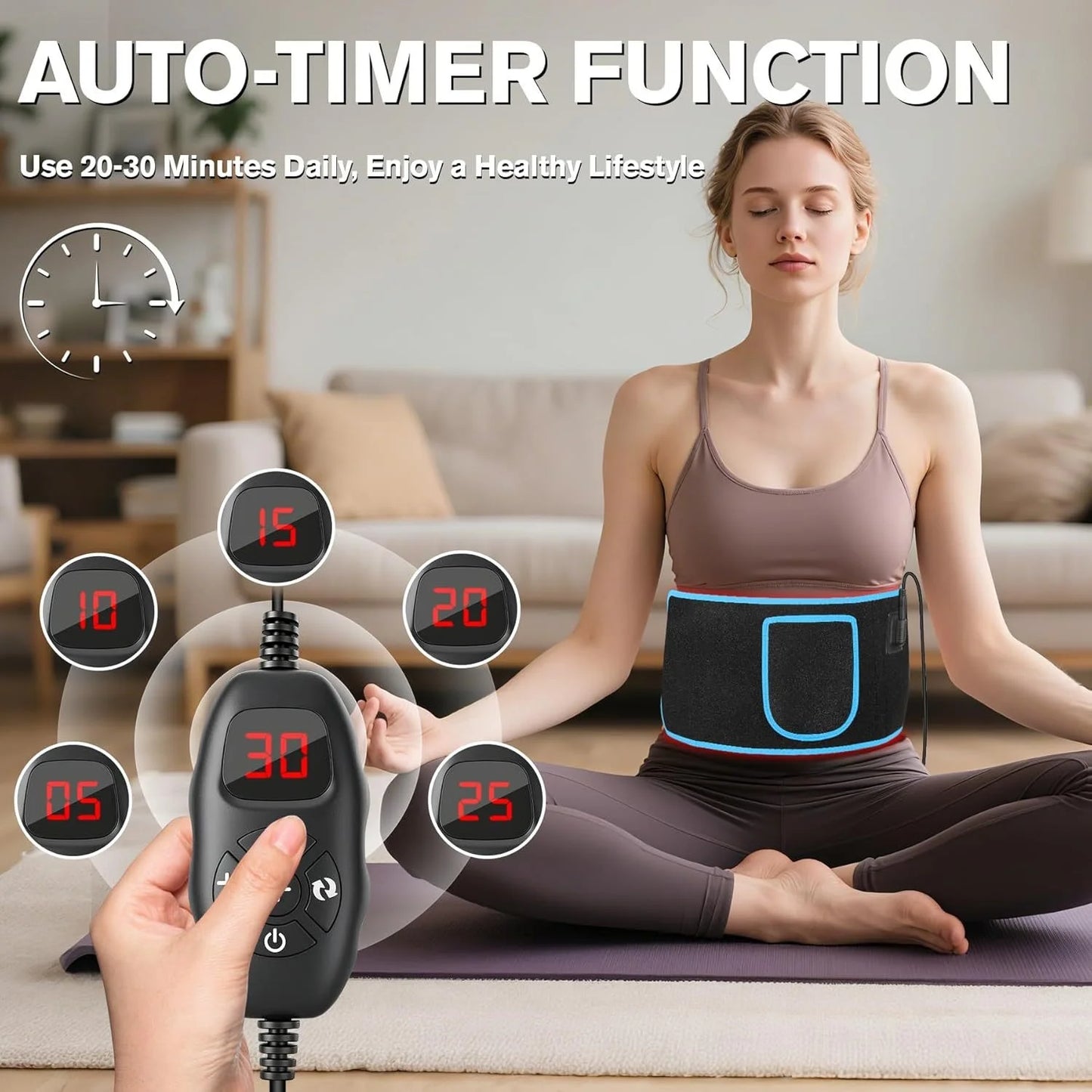 Red Light Therapy Belt | 660nm 850nm Infrared Waist Wrap with Heat for Back Pain Relief & Muscle Recovery