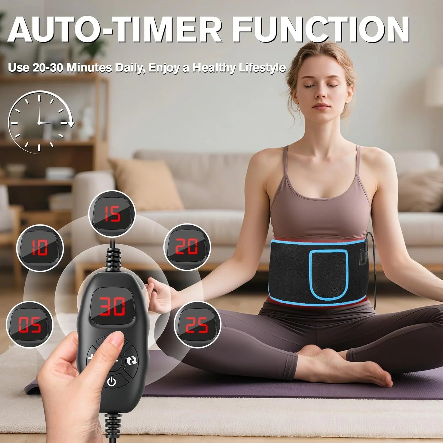 Red Light Therapy Belt | 660nm 850nm Infrared Waist Wrap with Heat for Back Pain Relief & Muscle Recovery