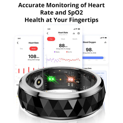 Smart Fitness Ring with Rotating Spinner | Heart Rate, Sleep and Activity Tracking, 60-Day Battery, App Sync & Charging Case