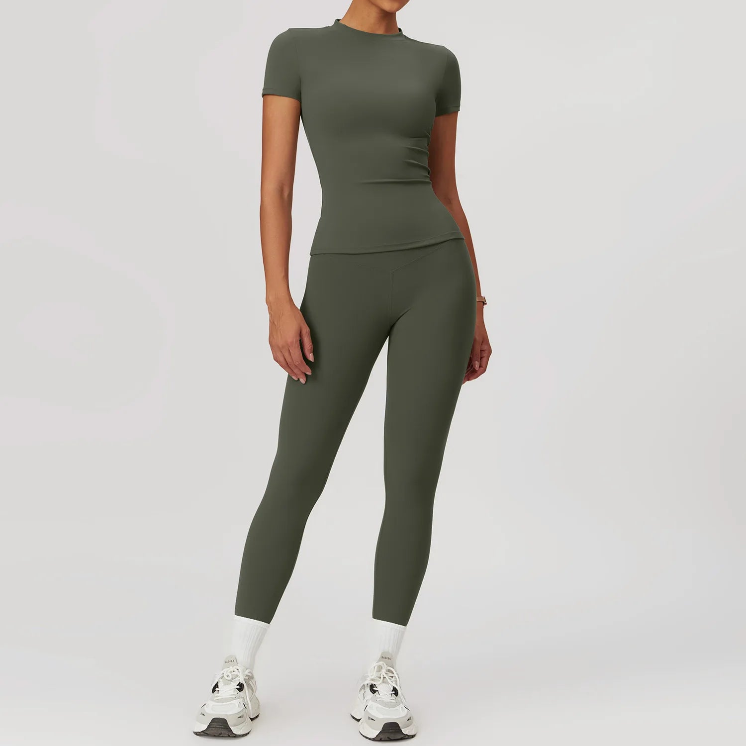 Yoga Set for Women | 2-Piece Sports Bra and High Waisted Leggings Workout Outfit with Quick-Dry Stretch Fabric Forest Green Set-3