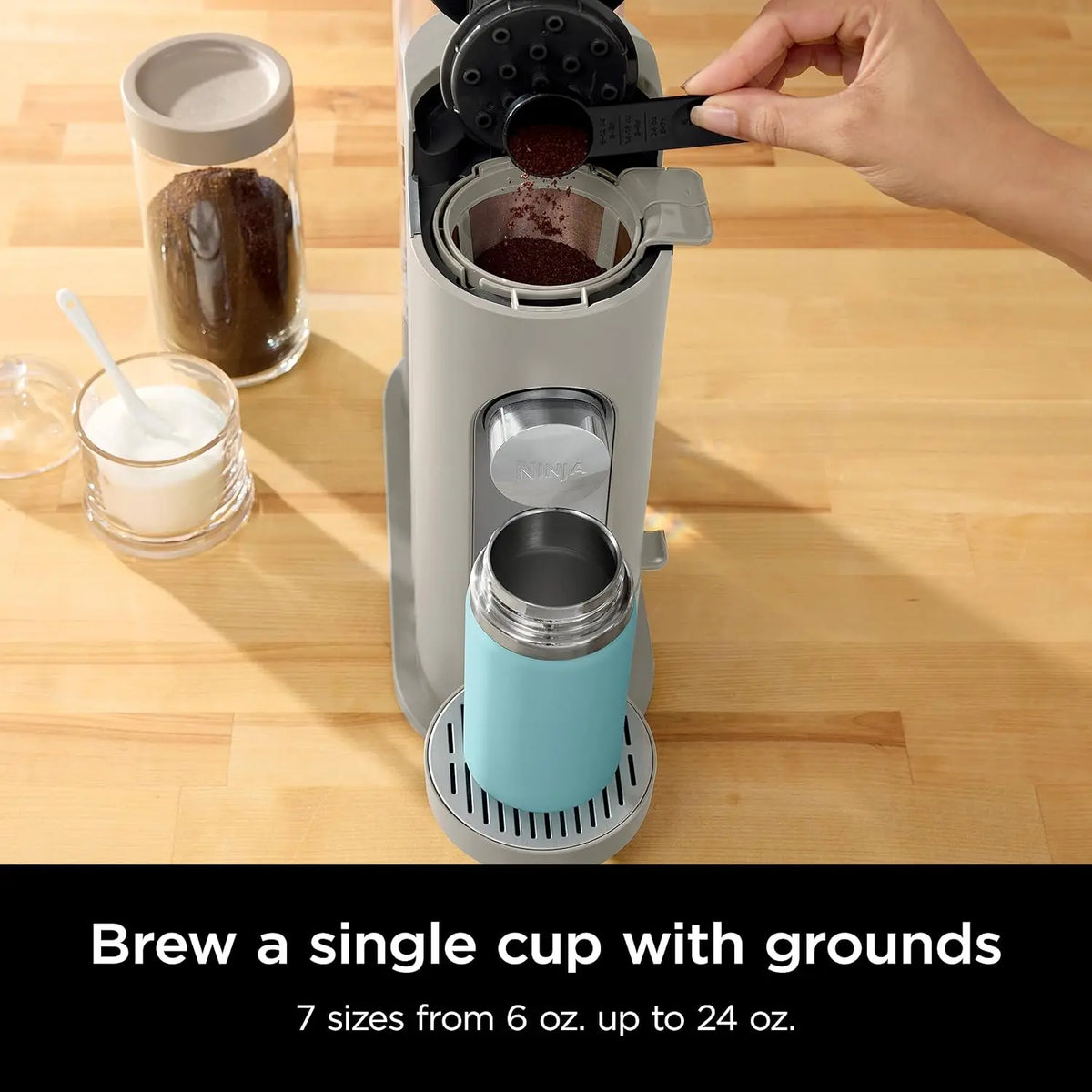 Single-Serve Coffee Maker for Pods and Grounds, 56 fl oz Tank