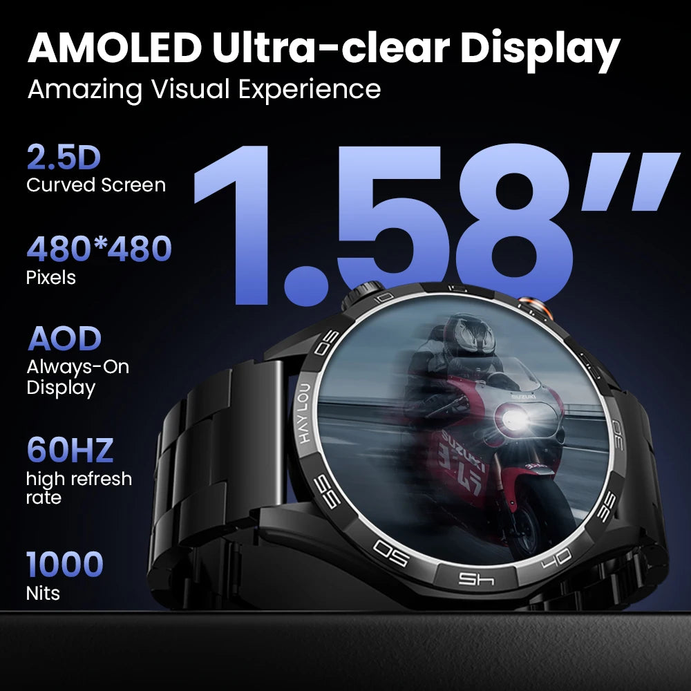 Solar 5 Smartwatch | 1.58" AMOLED Display, Bluetooth Calls, 100+ Sports Modes & 24H Health Monitoring