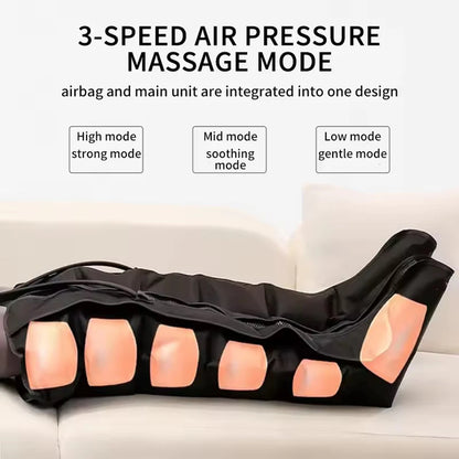 Air Compression Leg Massager Boots | 6-Airbag Foot, Calf & Knee Massage System with 3 Modes, 3 Intensities & LED Control
