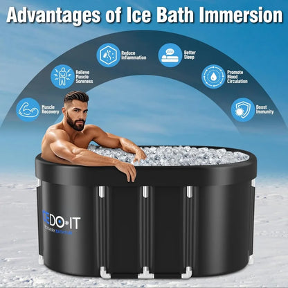 Ice Bath Tub | 129-Gallon Oval Cold Plunge Tub for Adults, Portable Insulated Recovery Bath for Home & Outdoor Use