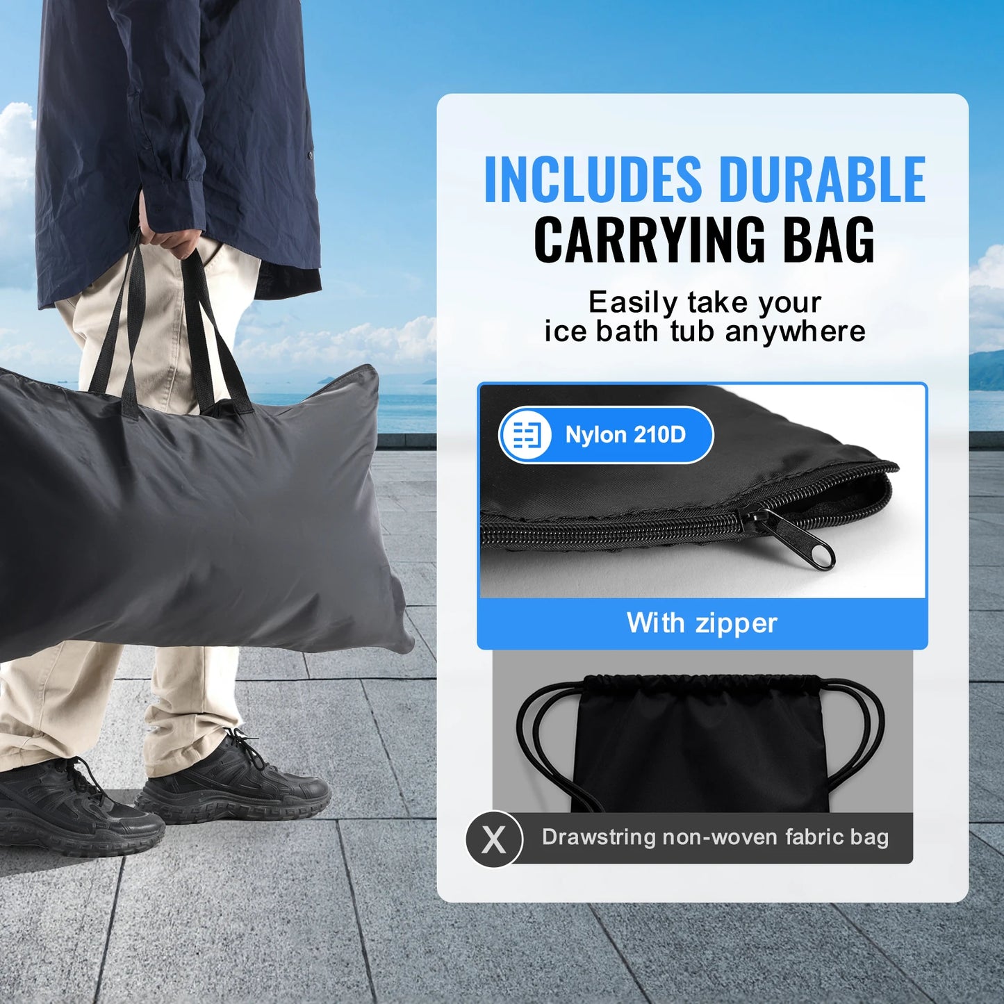 Ice Bath Tub | Portable Cold Plunge Tub for Adults with 3-Layer Insulation, Cover & Carry Bag