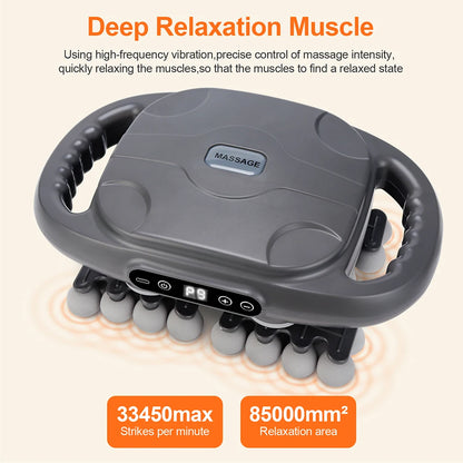 42-Head Deep Tissue Massage Gun with Red Light Heat | 9 Modes, 9 Intensities & Dual-Handle Full Body Fascia Massager