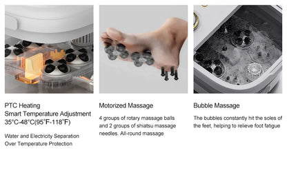 Foldable Heated Foot Spa Bath Massager with Bubbles, 4 Rollers & Red Light | 95–118°F Temperature Control, Timer & Drain