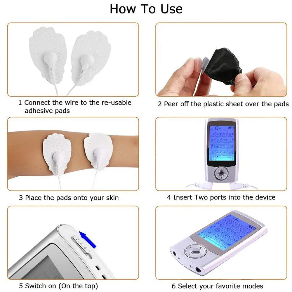 Portable TENS & EMS Pain Relief Massager | Dual Channel Muscle Stimulator with 16 Modes, 10 Intensity Levels, Rechargeable for Back & Neck Pain