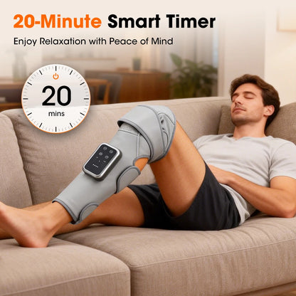 Calf and Knee Massager with Heat and Air Compression | Cordless Leg Wrap with 3 Heat Levels and Adjustable Pressure