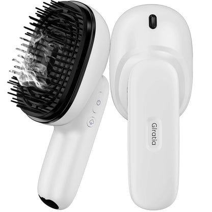 Electric Scalp Massager Brush with Essential Oil Atomizer | 2 Vibration Modes, 4 Oil Cartridges, USB Rechargeable & Washable Head White