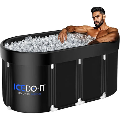 Ice Bath Tub | 129-Gallon Oval Cold Plunge Tub for Adults, Portable Insulated Recovery Bath for Home & Outdoor Use