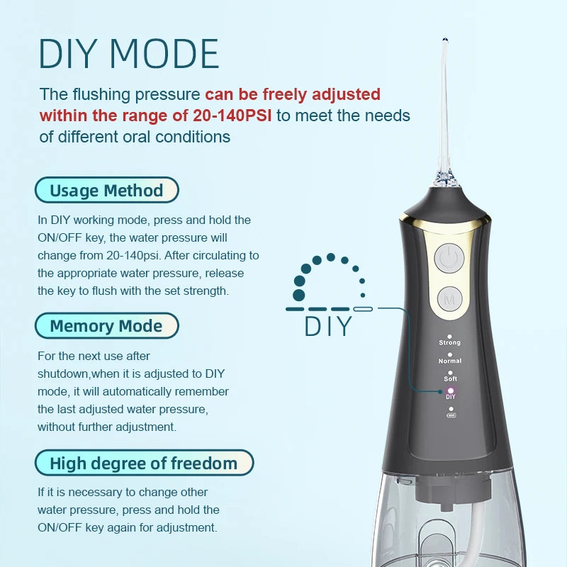 Cordless Water Flosser with 300 ml Tank and 4 Modes