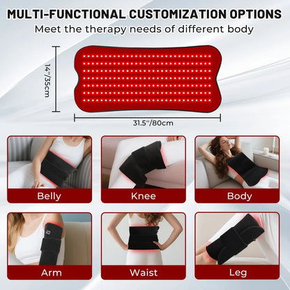 Red Light Therapy Belt | 210 LED 660nm 850nm Infrared Heating Wrap with Remote & Adjustable Heat