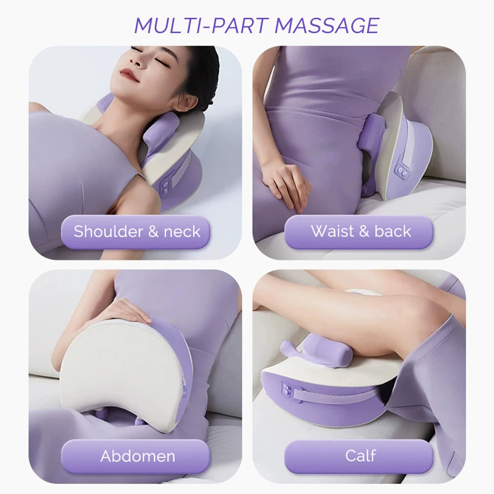 Wireless Neck and Shoulder Massage Pillow with Heat | 6D Kneading Heads, 2 Heat Levels & 2000mAh Rechargeable Battery