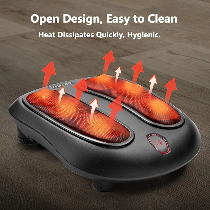 Shiatsu Foot Massager with Heat | 18 Deep-Kneading Nodes, One-Button Control & 20-Minute Auto Shut-Off