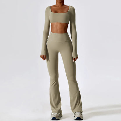Seamless Yoga Set for Women | 2-Piece Sports Bra and Leggings Workout Outfit with Breathable Compression Fit