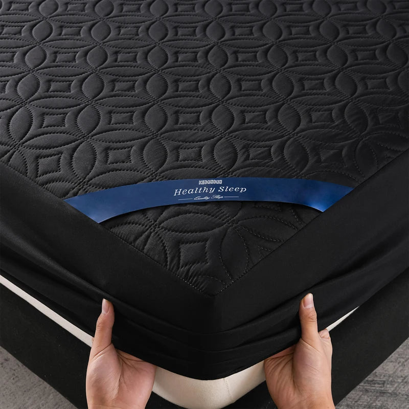 Waterproof Quilted Mattress Protector | 12-Inch Pocket Jet Black