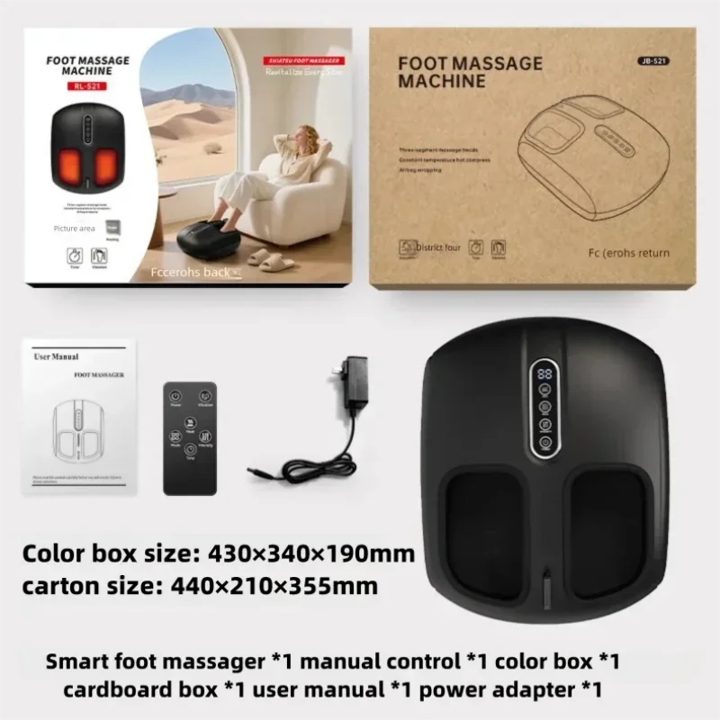 Foot Massager Machine with Heat and Air Compression | Deep Kneading Rollers, Adjustable Intensity, LCD Display & Remote