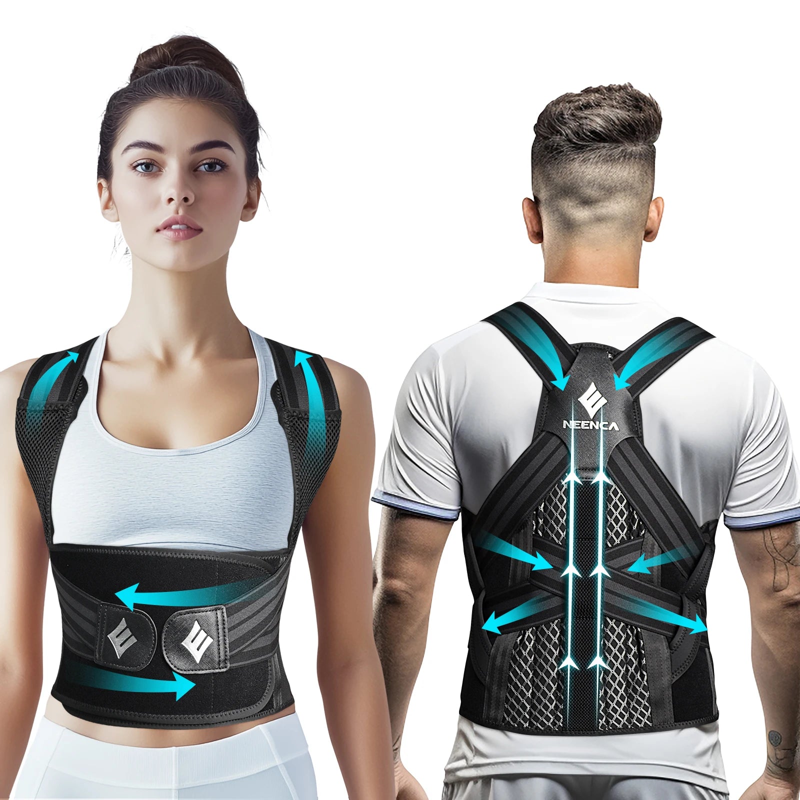 Posture Corrector Brace | Adjustable Back Support with Spine Alignment Rods for Back Pain, Slouching & Shoulder Support