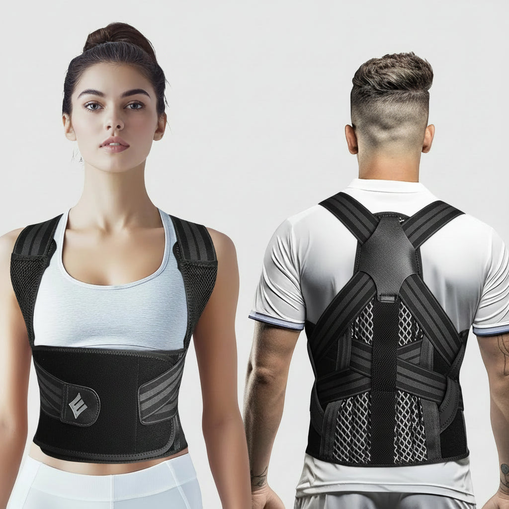Posture Corrector Back Brace with Adjustable Shoulder Straps and 4 Support Rods