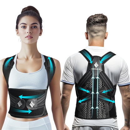 Posture Corrector Brace | Adjustable Back Support with Spine Alignment Rods for Back Pain, Slouching & Shoulder Support