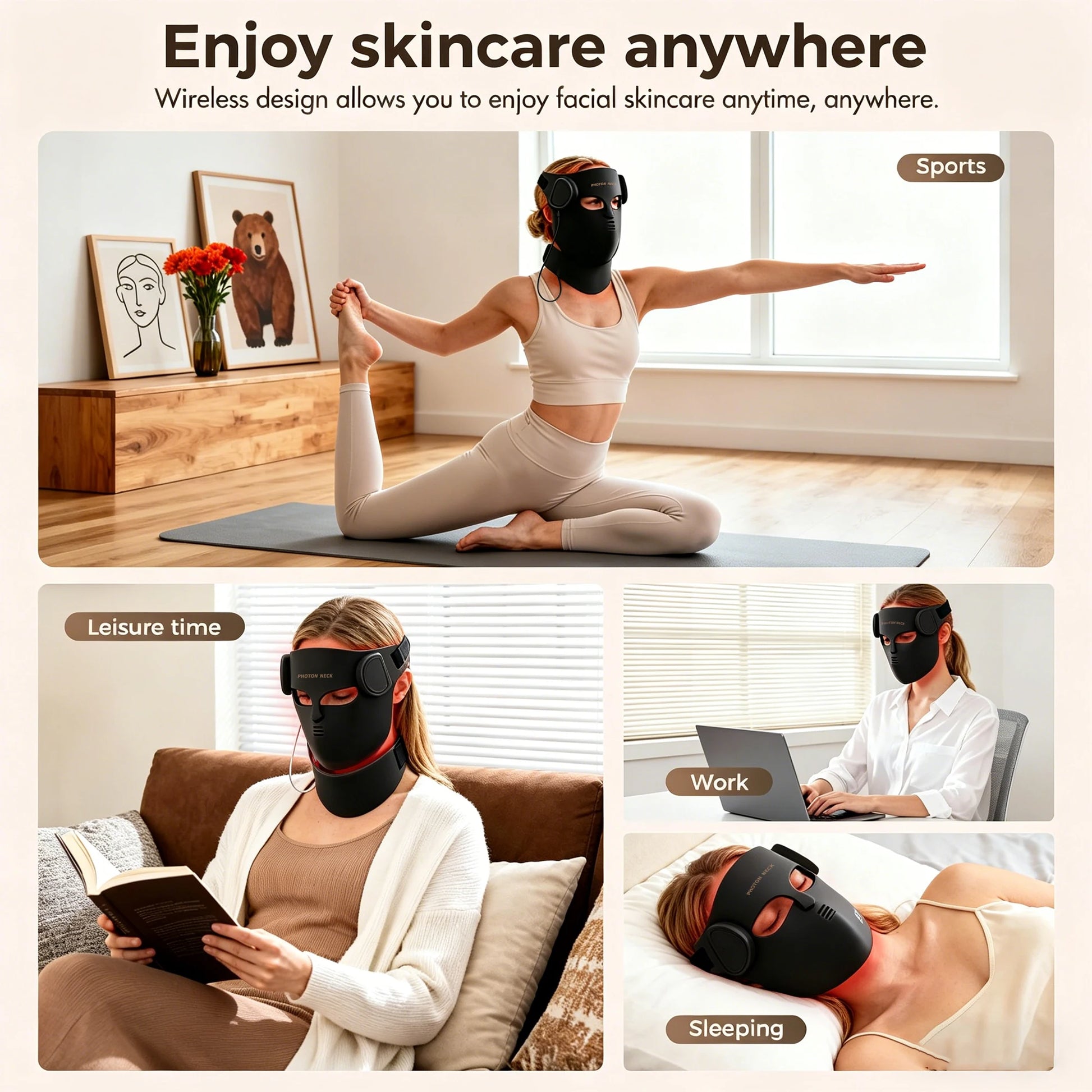 LED Face Mask with Neck Light Therapy | Red Light Therapy Mask for Wrinkles, Acne, Skin Brightening & Face Care