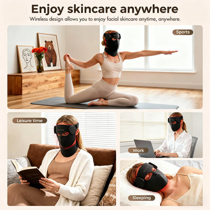 LED Face Mask with Neck Light Therapy | Red Light Therapy Mask for Wrinkles, Acne, Skin Brightening & Face Care