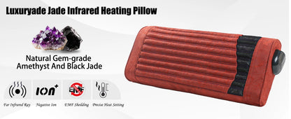PEMF Infrared Heating Pillow for Neck and Shoulders | Amethyst & Jade Crystal Cushion, 85–159°F, 3–64Hz & Timer