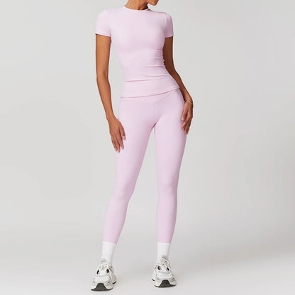 Yoga Set for Women | 2-Piece Sports Bra and High Waisted Leggings Workout Outfit with Quick-Dry Stretch Fabric Pink Set-3