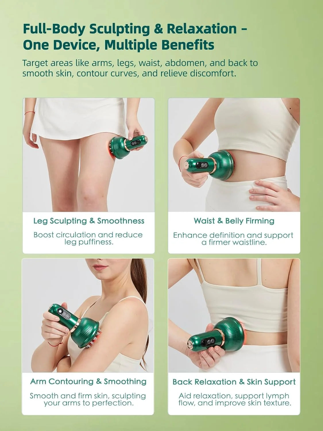 Lymphatic Drainage Massager | Anti Cellulite Body Massager for Legs, Thighs, Belly, Arms & Waist