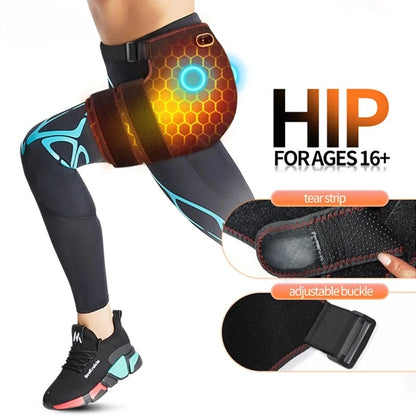 Hip Massager with Heat and Vibration | Cordless Hip Support Brace for Lower Back and Hip Comfort