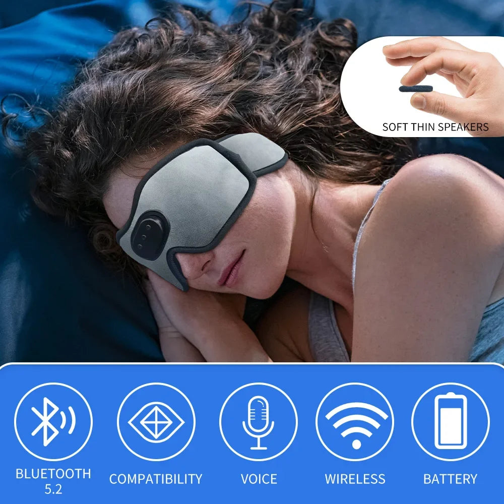 Sleep Headphones Eye Mask | Bluetooth 3D Blackout Sleeping Mask with Wireless Audio, 10H Playtime & Side Sleeper Comfort