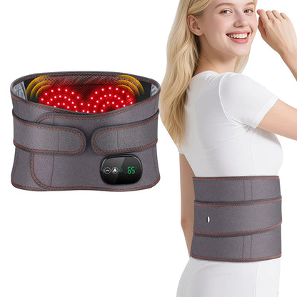 Back Massager Belt with Heat | Cordless Lumbar Heating Pad with Red Light, Vibration & Rechargeable Battery