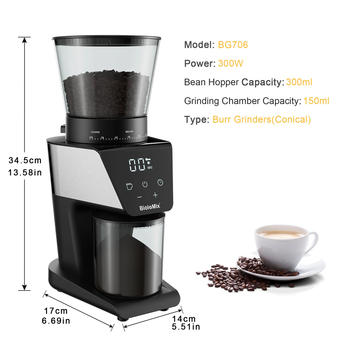 Espresso Machine with Steam Wand and 1.1 L Tank, Optional Separate Grinder