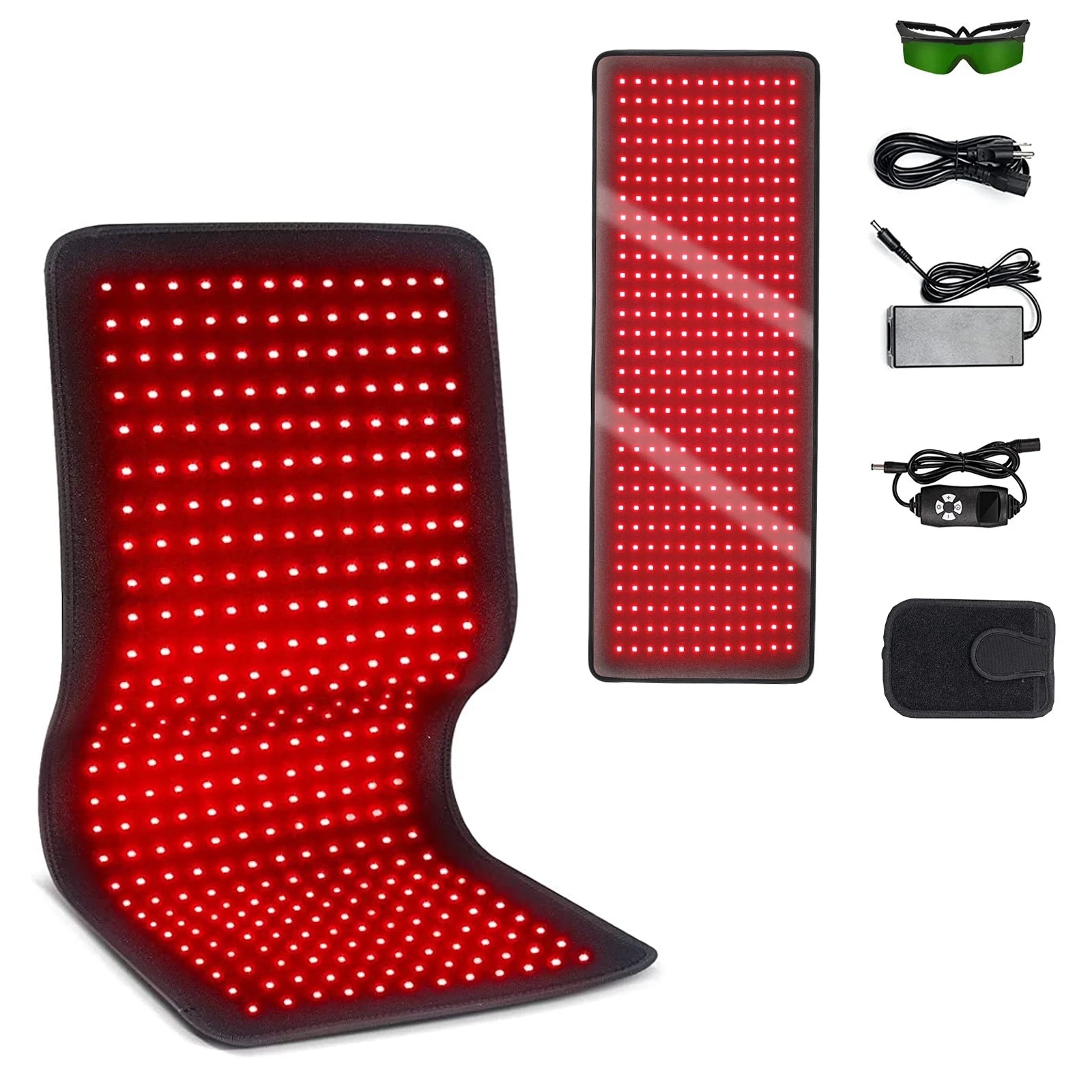 660nm and 850nm Red Light Belt | 360-LED Infrared Body Wrap, 31.5 x 11.8-Inch Coverage, Controller, Timer & Adjustable Strap