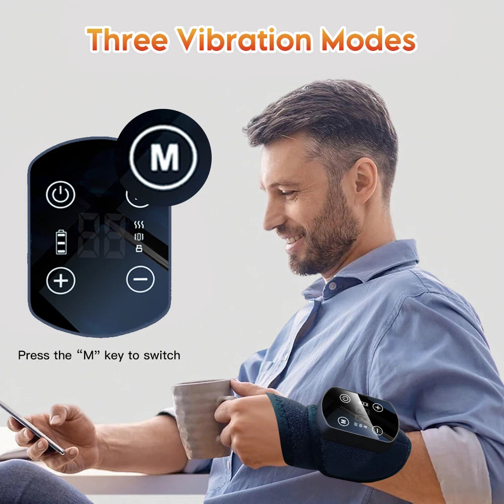 Wrist Massager with Heat | Cordless Heated Wrist Brace with Vibration, 5 Heat Levels & Adjustable Fit