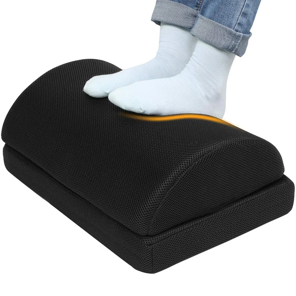 Memory Foam Foot Rest for Under Desk | 2 Adjustable Heights, Non-Slip Base & Removable Washable Cover