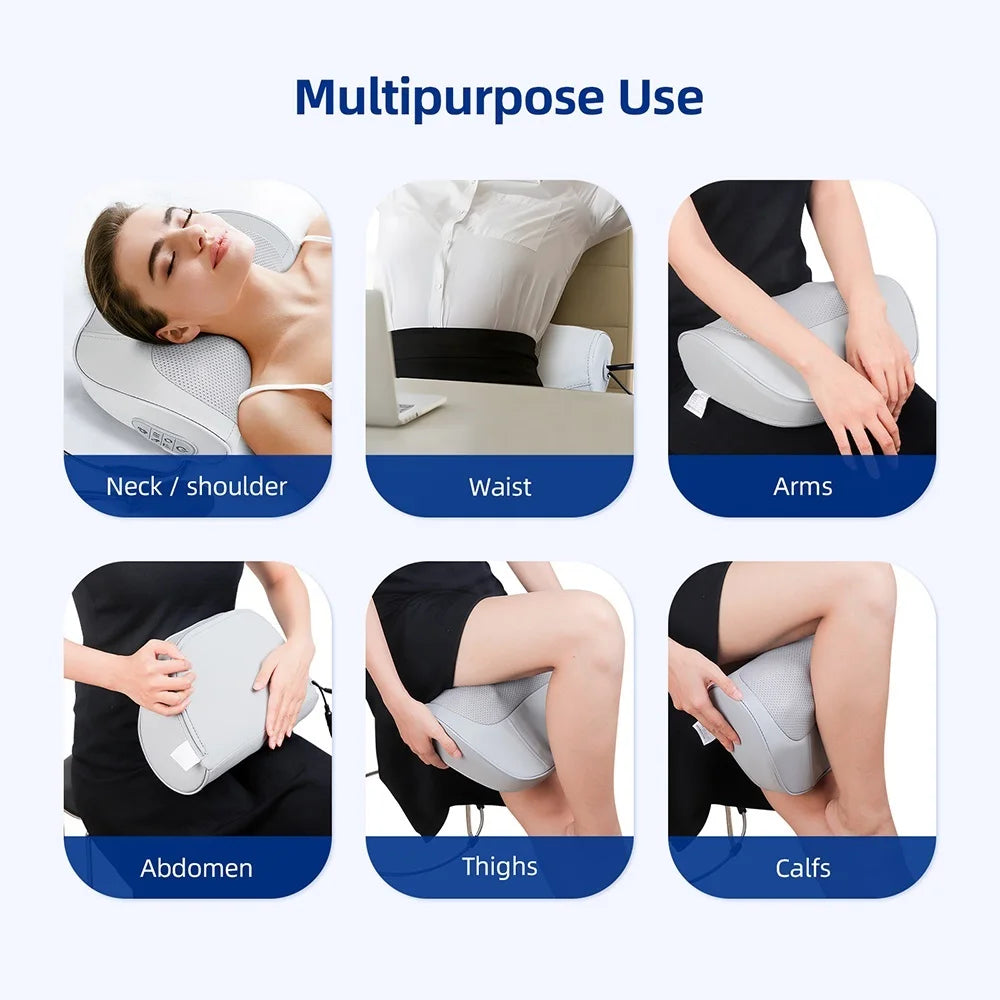 Neck Massage Pillow with Heat and Adjustable Air Support