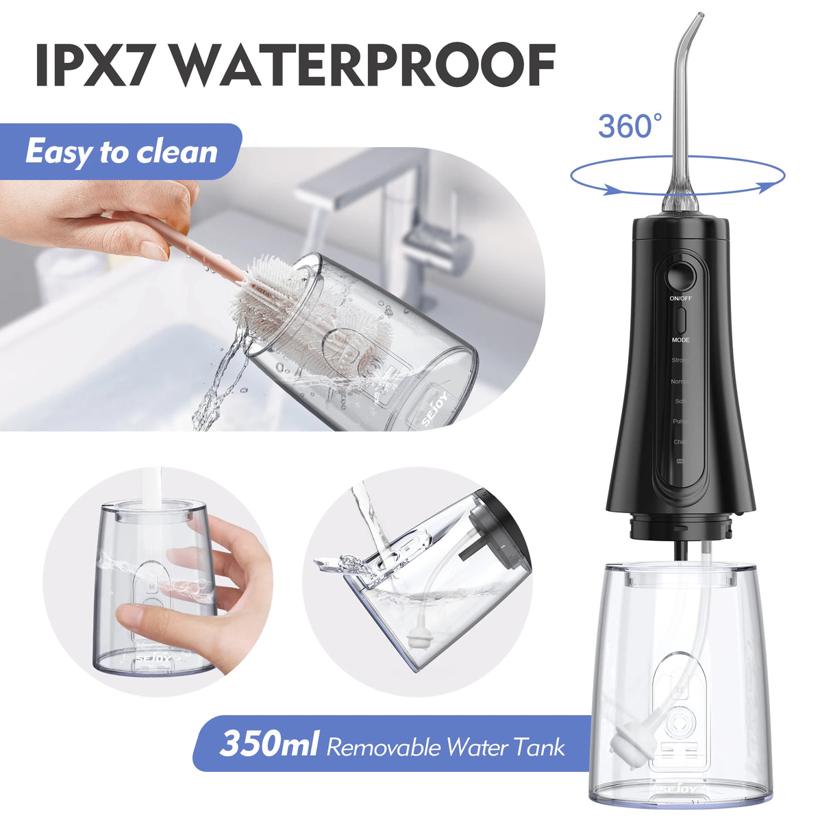Cordless Water Flosser with 350 ml Tank, 5 Modes and USB-C Charging
