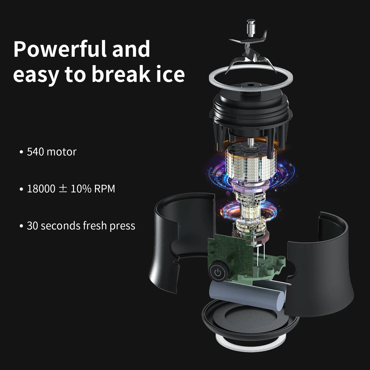 Portable Blender for Smoothies, 600 ml, USB-C Rechargeable, 6 Blades