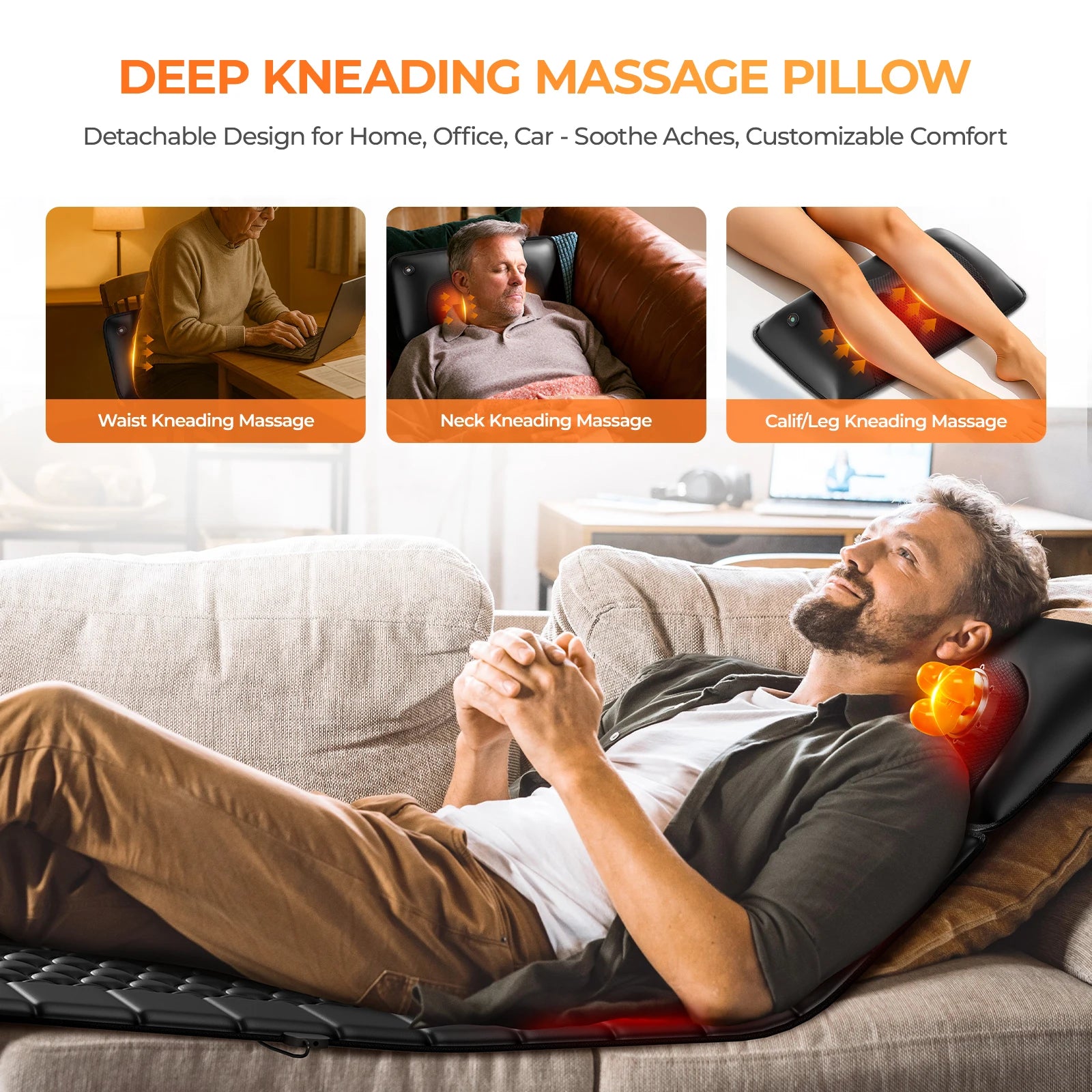 Full Body Massage Mat with Heat, 10 Vibration Points & 9 Modes | Shiatsu Back Massage Pad with Adjustable Intensity and Timer