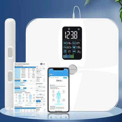 8-Electrode Smart Body Fat Scale with Segmental BIA | 20 Metrics, Color Display, Fitdays App, 24 Users & 400 lb Capacity